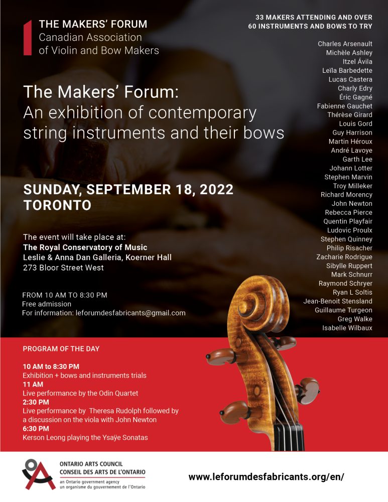 The Makers' An of contemporary string instruments and their bows – Forum des fabricants